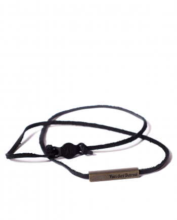 black leather brass bead