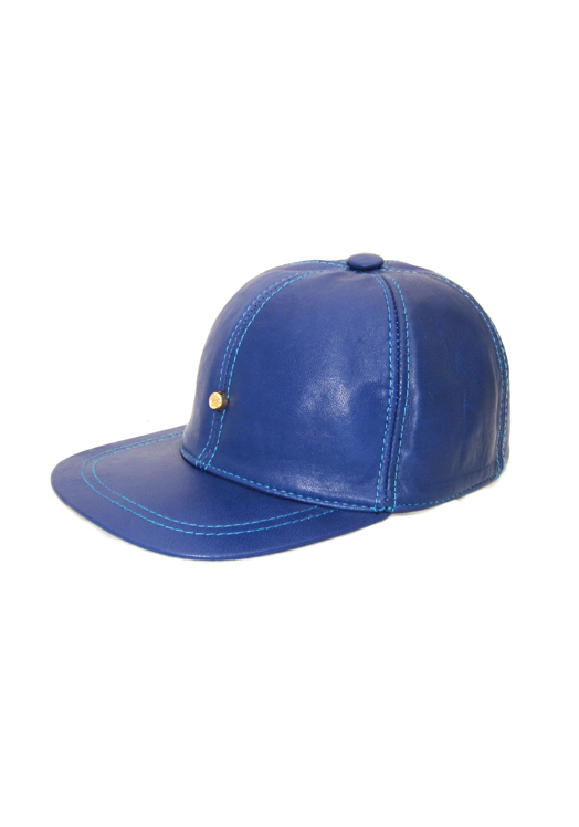 leather cap hat blue